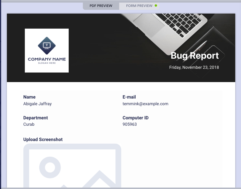 PDF Bug Report Template by Jotform